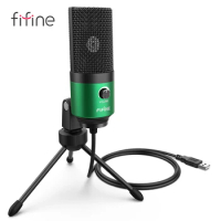 FIFINE USB Metal Microphone,Cardioid Recording MIC for Streaming Broadcast and Videos for Laptop MAC Windows -K669 green
