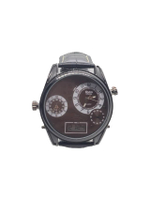 OULM นาฬิกาข้อมือผู้ชาย 3 Movement Analog & Digital สีดำ สายหนัง รุ่น O-3581
