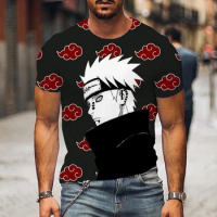 Men's hip-hop street clothing large T-shirt Japanese anime cartoon printed children's T-shirt Summer Naruto casual top T-shirt