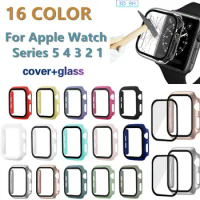 Full Screen Protector Cover+Tempered Film Glass Case For Apple Watch 42mm 44mm 38mm 40mm For IWatch Series 5 4 3 2 1 Frame Shell