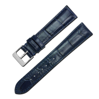 Watchband / 義大利原裝進口壓紋牛皮錶帶-藍色/17.18.19.20mm