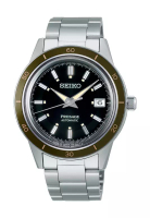 Seiko 精工 Presage 風格 60 年代系列黑色錶盤不鏽鋼錶帶自動手錶 SRPG07J1