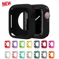 Soft Silicone Case for Apple Watch 49mm 45/44mm 40/41mm 42mm 38mm Bumper Cover Protection Shell for iWatch Series 9 8 7 6 SE 5 4
