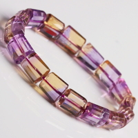 稀有級-玻利維亞紫黃晶手鏈女 玻璃體紫水晶手串黃水晶飾品女禮物
