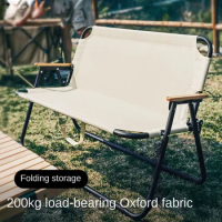 Outdoor Double Folding Chair Camping Portable Leisure Kermit Chair Aluminum Alloy Backrest Armchair