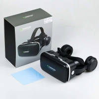 3D Virtual Reality VR Box Virtual Reality Glasses with Headphone Hitam