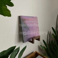 Indo Decor's Rak Piringan Hitam Kayu Jati Tempel Dinding Minimalis Vinyl Storage Record 15x15x15cm G