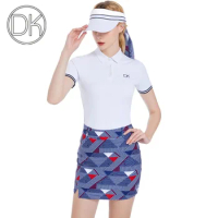 DK Girls Sport Short-Sleeved Golf T-shirt Fast Dry Breathable High Waist Printed Pencil Skirt Slim Fit Skort Golf Clothing Sets