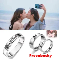 GAP Series Thai Freen Becky Same Ring Signature Titanium Steel Engraved Lovers Ring Necklace Freenbecky Send packaging boxes