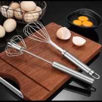 304 Stainless Steel Semi-automatic Mixer Egg Beater Manual Self Turning Flour Cream egg mixer Stirring cooking accessories egg