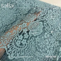 KAIN SEMI PRANCIS FATAMAWATI BROKAT BENANG METALIC - TALIA Duck Egg Shell