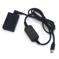 USB Type C PD Converter to DC Power Cable + LP-E12 Dummy Battery DR-E12 for Canon EOS M M2 M10 M50 M100 M200 cameras