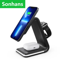 3 in 1 Magnetic Wireless Charger Stantion For iPhone 14Pro Max 13 12 For Airpods 2/3 For iWatch 7/6/5/4/3/2 20W Qi Fast Charging