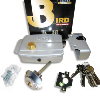 LG001 鳥牌 BIRD 電鎖 正鎖 內開型 鋁製 斜鎖舌 自動鐵門鎖 鐵門鎖 機械鎖(鎖心可自由更換 防盜鎖)