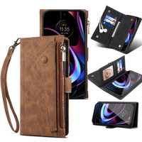 Wallet Hand Bag Case For Motorola Moto Edge 20 Pro Lite Multifunction Flip Leather Mobile Phone Cover For Moto Edge 2021 Fundas