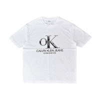 CK Calvin Klein黑白漸層OK LOGO純棉短T(XS/白)