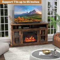 Electric Fireplace TV Stand for TVs Up to 65 Inches, 1400W Heater Insert with Remote Control, 6H Timer, 3-Level Flame,