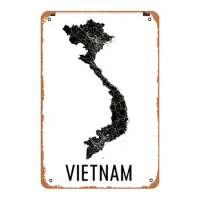 ASIOADWNA Tin Sign Vintage Vietnam Map, Vietnamese Art, Vietnam Gift, Map Of Vietnam, Vietnamese Dec