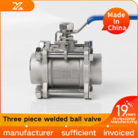 304 stainless steel three piece welded 316L ball valve full bore water switch high-temperature butt welding valve 4 in 6 in 1 in