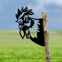 Rooster Iron Crafts, Add a Touch of Farmhouse Charm to Your Garden Rooster Head Silhouette Decoration for Garden Party Décor