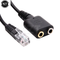 1PC 25cm Dual 3.5mm Audio Jack Female to Male RJ9 Plug Adapter Convertor Cable PC Computer Headset Telephone Using