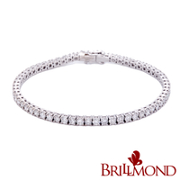 【BRILLMOND JEWELRY】鑽石手鍊3克拉14K金經典四爪(14K白金台 總重3.5克拉)