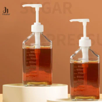 1100ml Coffee Syrup Dispenser Plastic Multi-Function Honey Sauce Ketchup Bottle 5/8/10CC Pump Scale Syrup Drip Dispenser