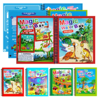 Reusable Children Magic Water Book Baby Early Education Toys Magical Drawing Coloring Books with Pen Set for Kids Montessori Toy