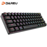 DAREU 61 Keys Mini Mechanical Keyboard Hot-swap Tri-mode Bluetooth Wireless USB Wired RGB Gaming Keyboard Portable for Travel