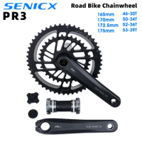 SENICX PR3 Road Crankset 165/170/172.5/175mm Chainring 46-30T/50-34T/52-36T High-quality Aluminum Cranks for Road Folding Bike