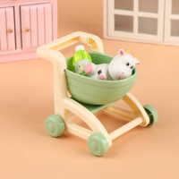 Mini Shopping Cart Toy Supermarket Trolley Toy Play House Toys With Plug-in Design Simulation Shopping Cart Toy Doll House