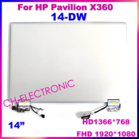 For HP Pavilion X360 14-DW Series 14 DW 14M-DW Laptop LCD Screen Display Panel Touch Bezel Assembly Replacement