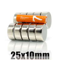 1~10PCS 25x10 mm Strong Cylinder Rare Earth Magnet 25mmX10mm Round Neodymium Magnets 25x10mm N35 Dis