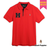 【Hush Puppies】男裝 POLO衫 男裝格紋剪絨H短袖POLO衫(紅色/34101901)