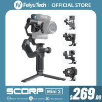 FeiyuTech SCORP Mini-2 All-in-One 3-Axis Handheld Gimbal Stabilizer for Sony A7III GoPro 12 iPhone 15 Pro Samsung S24 AI Tracker