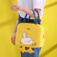 Kids Portable Insulated Thermal Picnic Food Cute Yellow Duck Lunch Bag Box Tote Food Fresh Cooler Bags Pouch for Children Bag