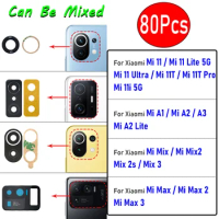 80Pcs，Original Back Camera Lens Glass Rear With Adhesive For Xiaomi Mi A1 A2 Lite A3 Max Mix 2 3 2s Mi 11 Ultra Lite Mi 11i 5G