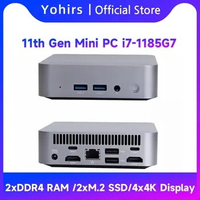 Yohirs Mini Pc Fan Cooling 11th Gen Intel Core i7 1185G7 Iris Xe Graphics Nvme SSD Windows 11 Pro with Dual band AX WiFi6