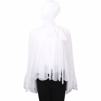 SEE BY CHLOE 白色花瓣型喇叭袖設計波紋雪紡紗質上衣