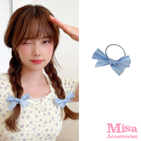 【MISA】蝴蝶結髮圈/法式復古甜美少女織帶蝴蝶結造型髮繩 髮圈(3色任選)