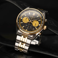 【SEIKO 精工】CS系列金色熊貓錶三眼計時手錶-41.5mm 送行動電源 畢業禮物(SSB430P1/8T63-00W0KS)