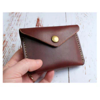 Leather Button Wallet, Minimalist Leather Wallet, Handmade Wallet, Slim Leather Card Wallet, Card Holder, Coin Purse, Mens