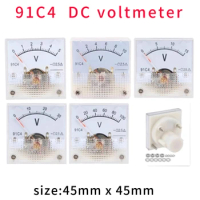 91C4 Pointer type DC voltmeter 5V10V15V20V30V50V100V Analog Panel Voltage Gauge Volt Meter 2.5% Error Margin