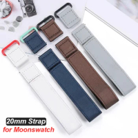 20mm Quick Release Watchband for Moonswatch Genuine Leather Strap for Swatch for Planet Men Women Sports Bracelet for Omega Belt