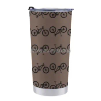 Full Suspension Mountain Bike-Mtb Pattern Travel Coffee Mug 20 Oz Car Cup Coffee Thermos Mug Drinking Cup for Gift Mtb Silhouett