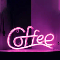 Neon Light Holiday Neon Light Coffee Letter Neon Sign Lamp Battery-powered Led Light with Flicker-free for Eye-catching