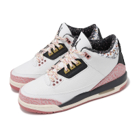 NIKE 耐吉 休閒鞋 Air Jordan 3 Retro GS 大童 女鞋 白 粉 爆裂紋 AJ3 三代 氣墊(441140-100)