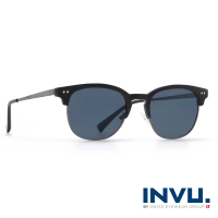 【INVU】來自瑞士濾藍光偏光復古眉框聯名款太陽眼鏡(黑 M2800A)