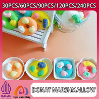 【Halal】30PCS/60PCS/90PCS/120PCS/240PCS Donat Marshmallow Lembut Mix Rasa: Semangka,Stroberi,Mangga,M