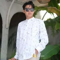 WAHDANI -SELARAS Kemeja Panjang Batik Handmade Katun Kerah Ciang I Putih L